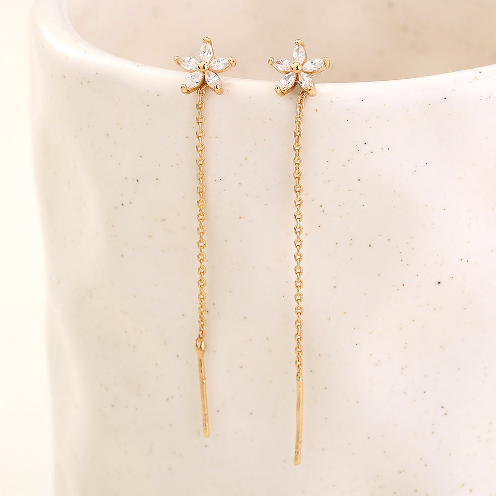Long Tassel Stud Earrings