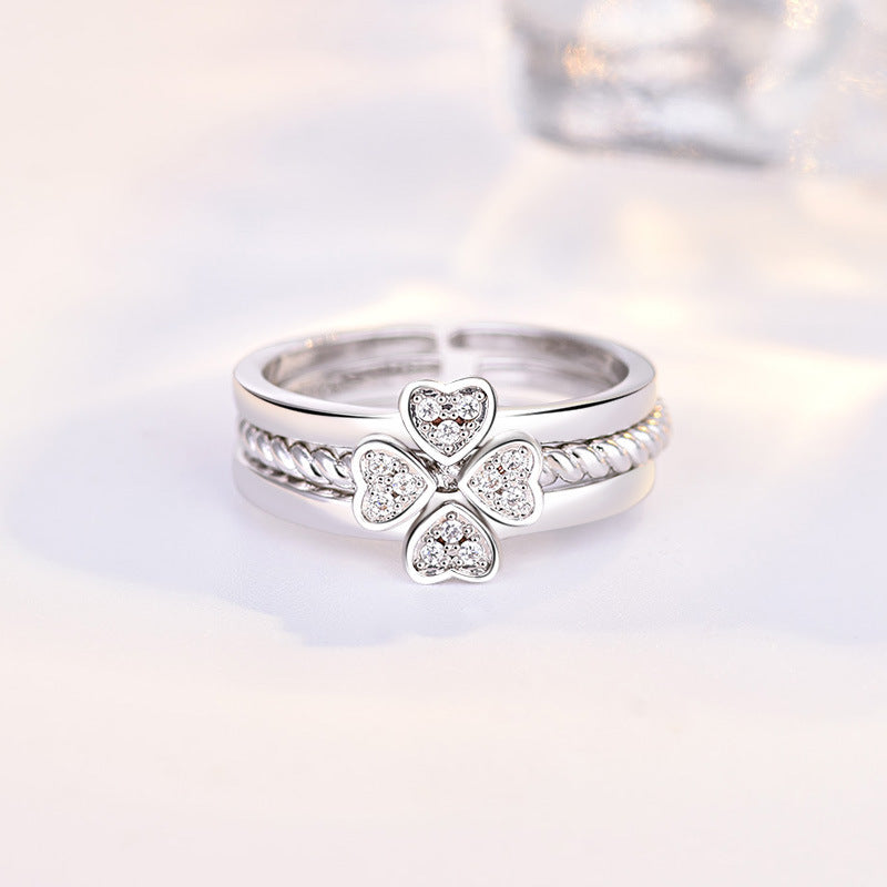Three-In-One Four-Leaf Clover Ring