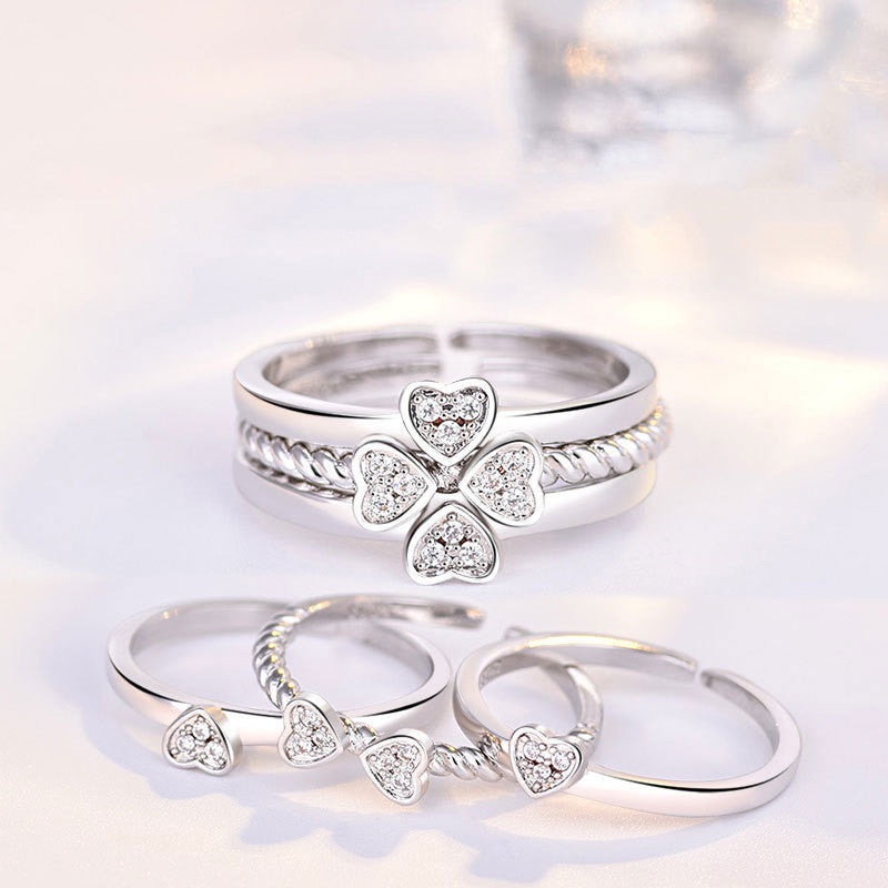 Three-In-One Four-Leaf Clover Ring