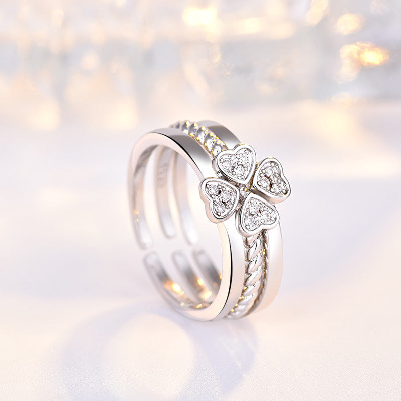 Three-In-One Four-Leaf Clover Ring