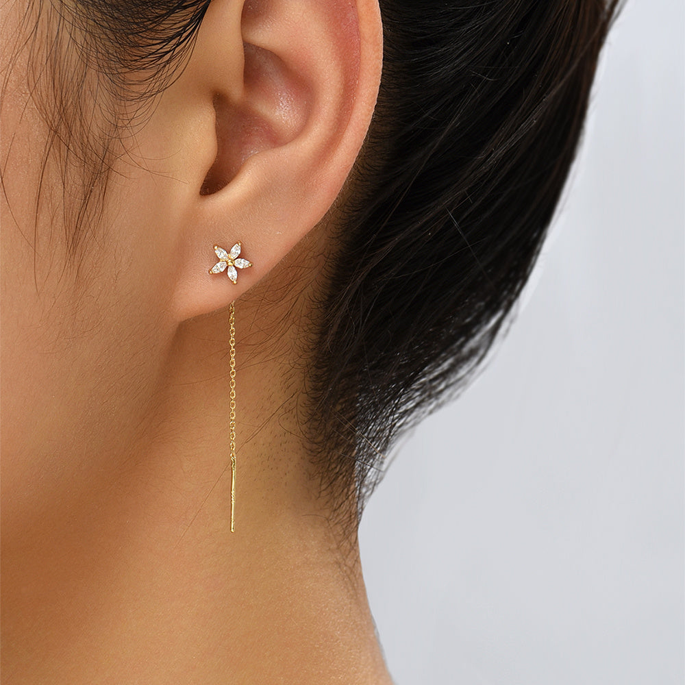 Long Tassel Stud Earrings
