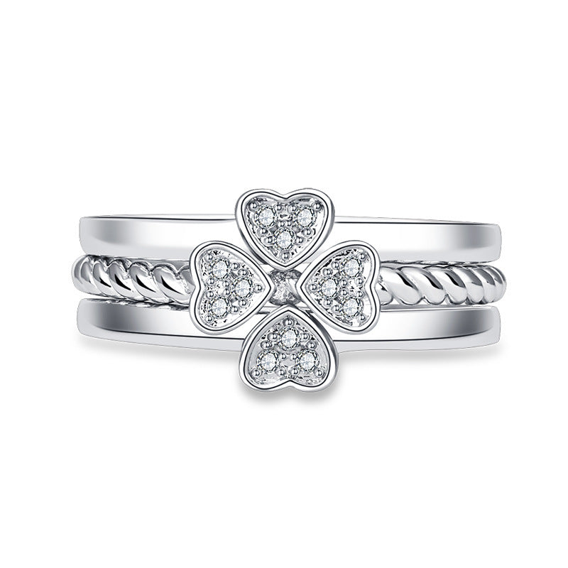 Three-In-One Four-Leaf Clover Ring