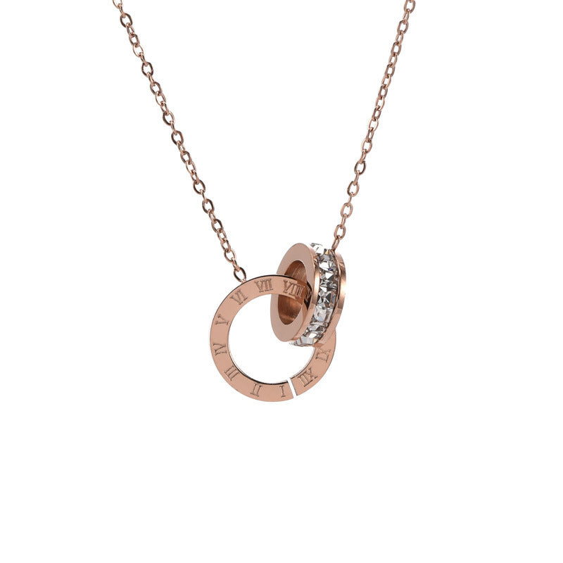 Dual Ring Roman Numeral Necklace